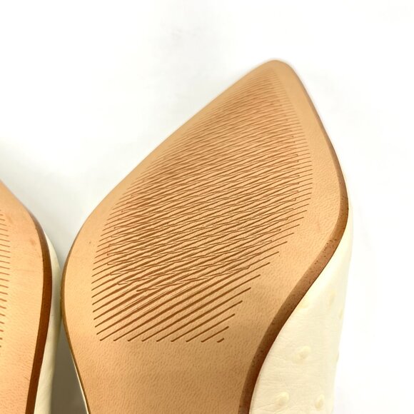 Clarks Womens Size 10 Ivory Ostrich Leather Classic Pumps Heels‎ Shoes NEW - Picture 10 of 13